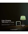 1,5W LED bordlampe, 3-i-1 - Krom/Lysegrøn, touch dæmpbar, genopladelig, USB-C, Ø14x28 cm
