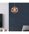 Ø30cm Designer pendelophæng i trælook - E27 fatning, geometrisk design, maks. 60W, uden lyskilde