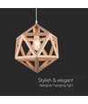 Ø30cm Designer pendelophæng i trælook - E27 fatning, geometrisk design, maks. 60W, uden lyskilde