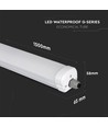 12 stk. V-Tac vandtæt 48W komplet LED armatur - 150 cm, 120lm/W, IP65, gennemfortrådet 230V