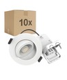 10x 7W Lavprofil indbygningsspot RA96 - Direkte i isolering, dæmpbar, Hul: Ø6,8 cm, Mål: Ø9,3 cm