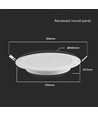 24W Ø29,6cm rund baggrundsbelyst LED indbygningspanel - 110lm/W, Hul: Ø28 cm, Mål: Ø29,6 cm