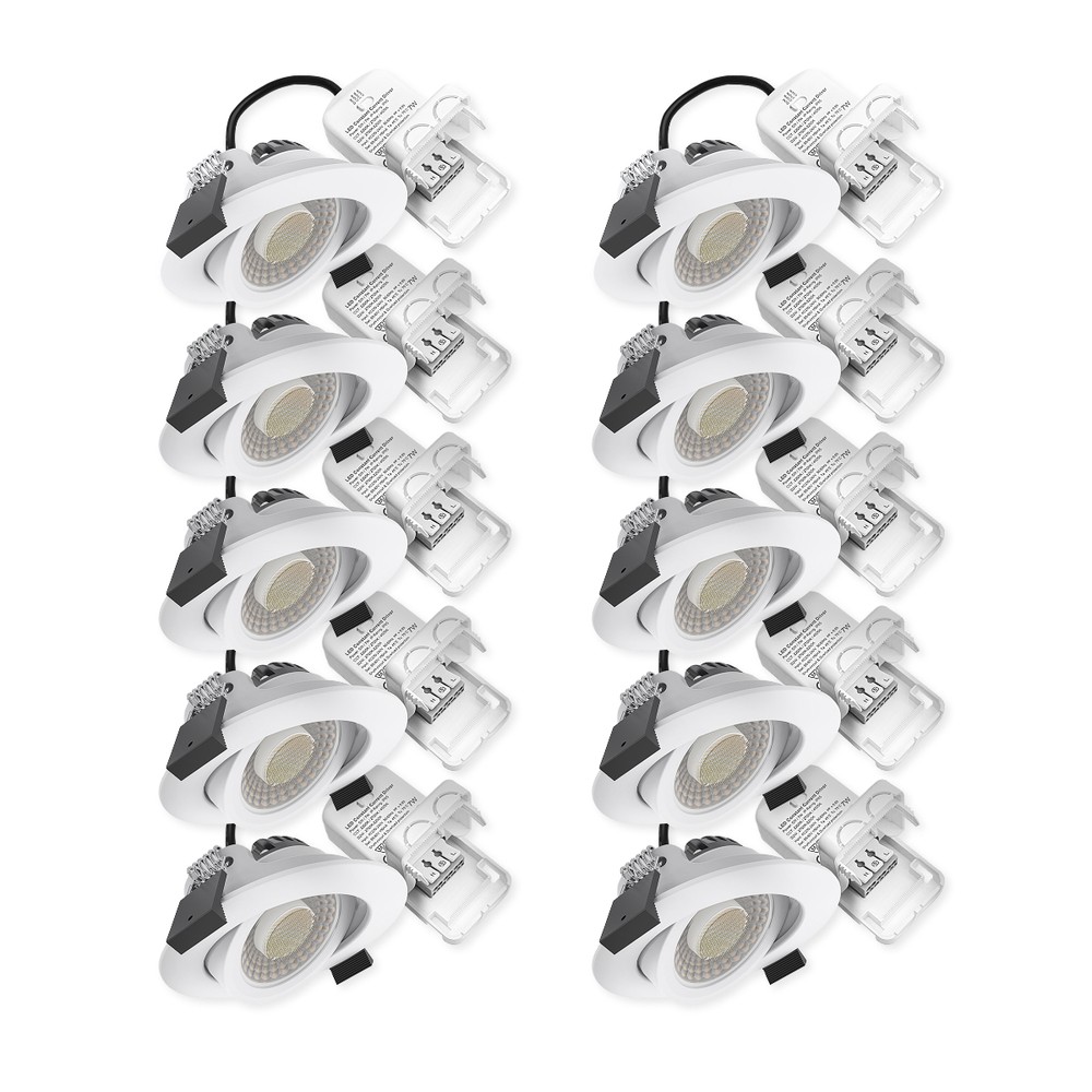 10x 7W lavprofil indbygningsspot RA96 - DimToWarm+CCT, Hul: Ø6,8 cm, Mål: Ø8,3 cm, hvid kant, dæmpbar - Dæmpbar : Dæmpbar, Farve på hus : Hvid billede