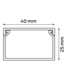 10 stk. 40x25 Kabelkanal med tape - Hvid, 40x25mm, Længde 2m