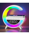 G-formet RGBIC lampe - Trådløs oplader, 24x23cm, Hvid, Bluetooth, 5V USB