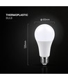 A65 VT-2015 LED 15W E27 - plastpære, Cree chip, 6500K, 200°, 6 års garanti