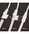 5m 9W/m vandtæt slim COB strip - 230V, IP67, 296 LED/m, tape på bagsiden, op til 50m