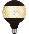 E27 4W dæmpbar LED globepære - G125, Laser Blox, 120lm, 2500K, sort/sølv