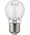 E27 2,5W dæmpbar LED kronepære - G45, filament, klart glas, 2700K