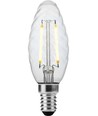 E14 2W dæmpbar LED kronepære - Twisted Candle, filament, 2200K, klar glas
