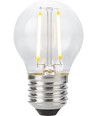 E27 2W dæmpbar LED kronepære - G45, filament, 2500K, klar glas