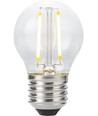 E27 2W dæmpbar LED kronepære - G45, filament, 2200K, klar glas