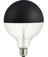 E27 6,5W dæmpbar LED kronepære - G125, topforspejlet sort, filament, 2500K, 470lm