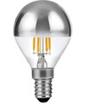 E14 4W dæmpbar LED kronepære med topforsølvning - G45, filament, 2500K, sølv top, 260lm