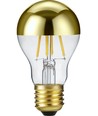 E27 4W dæmpbar LED kronepære - Topforspejlet guld, A55, filament, 2500K