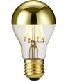 E27 4W dæmpbar LED kronepære - Topforspejlet guld, A55, filament, 2500K