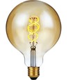 E27 5W dæmpbar LED filamentpære - G125, Double Helix, 300lm, 2000K, guld glas
