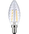 E14 2W dæmpbar LED kronepære - Twisted Candle, filament, 2700K, klar glas