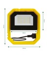 30W projektør med fod, oprul og krog - Arbejdslampe, 3m ledning, Schuko stik, IP65 udendørs