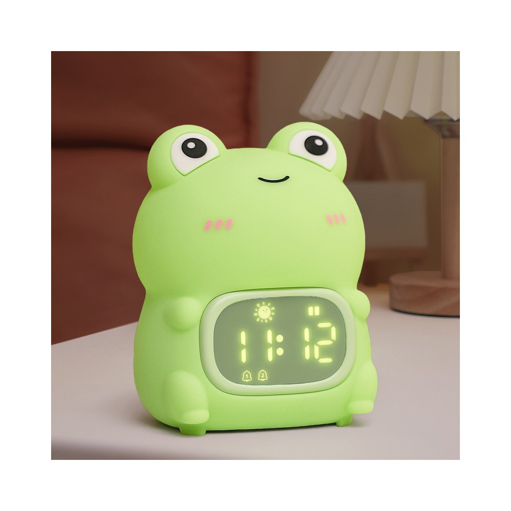 Mochi Frø Natlampe Med Ur - Silikone, Rgbw, Touch Dæmpbar, Ip20 Indendørs - Dæmpbar Dæmpbar, Kulør Rgb Varm Hvid