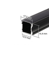 2m Sort Alu-profil til LED Strips - Inkl. Sort Cover og Endepropper