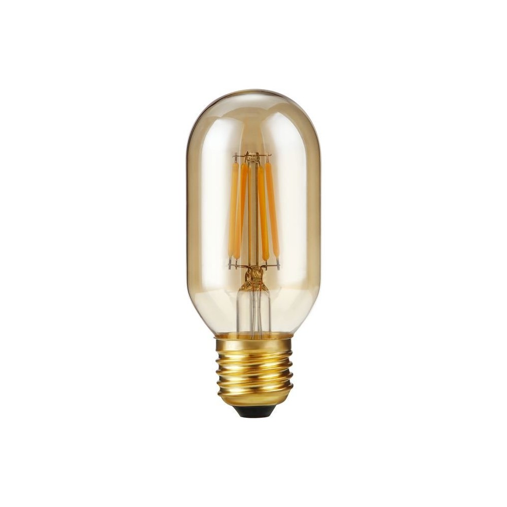 E27 4W dæmpbar LED rørpære - 10,6cm, 2300K, gyldent glas, filament - Dæmpbar : Dæmpbar, Kulør : Ekstra varm E27 4W dæmpbar LED rørpære - 10,6cm, 2300K, gyldent glas, filament - Dæmpbar : Dæmpbar, Kulør : Ekstra varm
