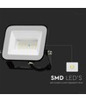 20W V-Tac Slimline LED projektør - Samsung LED chip, sort hus, IP65 udendørs