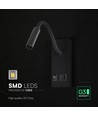 V-Tac 3W LED sengelampe med USB/PD opladning - CREE chip, sort, 3000K, inkl. lyskilde
