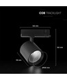 V-Tac 36W 3-faset skinnespot - CREE chip, sort, 3000K, 6 års garanti