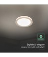 V-Tac 30W/60W/30W Designer loftlampe med fjernbetjening - 3-i-1 CCT, dæmpbar, guld kant, inkl. lyskilde