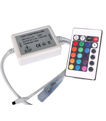 RGB kontroller med fjernbetjening - Inkl. endeprop, 230V, memory funktion, infrarød