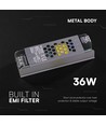 36W / 24V DC strømforsyning til LED strips - 1.5A, IP20, Slim design