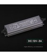 36W / 12V DC strømforsyning - 3A, IP67 vandtæt