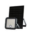 30W Solara CCT LED projektør med solcelle - 6.4V, IP65, sort, fjernbetjening, CCT-skift, inkl. batteri