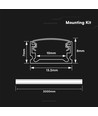 2m alu profil til LED strips, overflademonteret - Sølv, inkl. diffuser, 13,2 x 7 mm