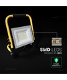 50W LED arbejdslampe med L-stativ - CREE chip, 3m ledning, IP65, 6500K, sort hus
