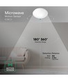 V-Tac loftlampe med mikrobølge sensor - Hvid, til E27 pære, indbygget bevægelsessensor