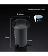 V-Tac 1W LED nedgravningsspot - IP67, sort hus, 6400K