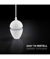 V-Tac 9W LED pendel - 3000K, hvid hus