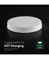 V-Tac 12W Ø17cm Backlit påbygningspanel - 3-i-1 CCT, Cree chip, 6 års garanti, rund hvid kant