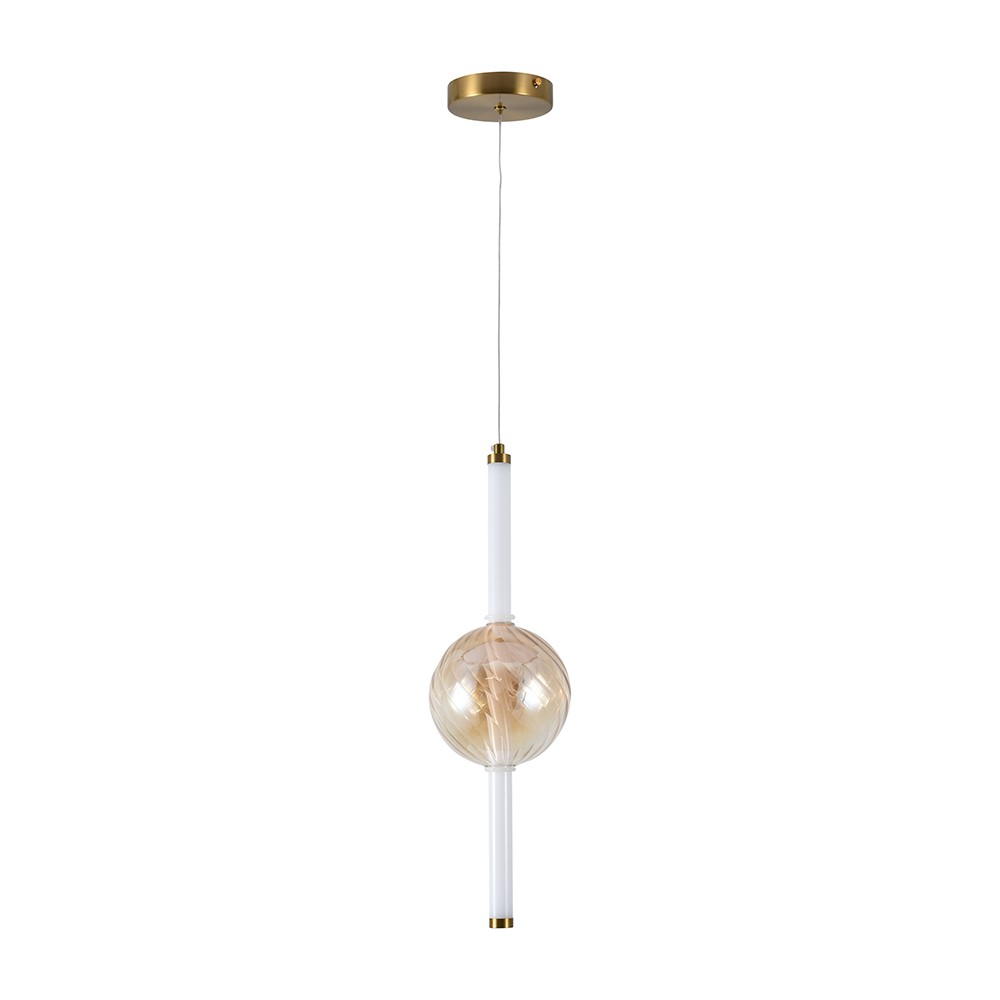8W LED designer pendel - Ø15cm, 3000K, Amber/Hvid, dekorativ loftlampe - Kulør : Varm