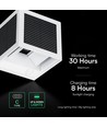V-Tac 9W LED solcelle væglampe med sensor - CCT, IP65, hvidt hus, PIR sensor