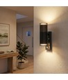 V-Tac GU10 væglampe med PIR sensor - Op/ned lys, IP44 udendørs, sort, uden lyskilde