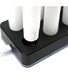 6-pak hvide LED stearinlys inkl. ladebase - Ø2cm, Højde: 25cm, kronelys, inkl. fjernb., timer