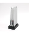 6-pak hvide LED stearinlys inkl. ladebase - Ø2cm, Højde: 25cm, kronelys, inkl. fjernb., timer