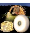 Opladelig camping LED lanterne med 10m lyskæde - Hvid, IP64 udendørs