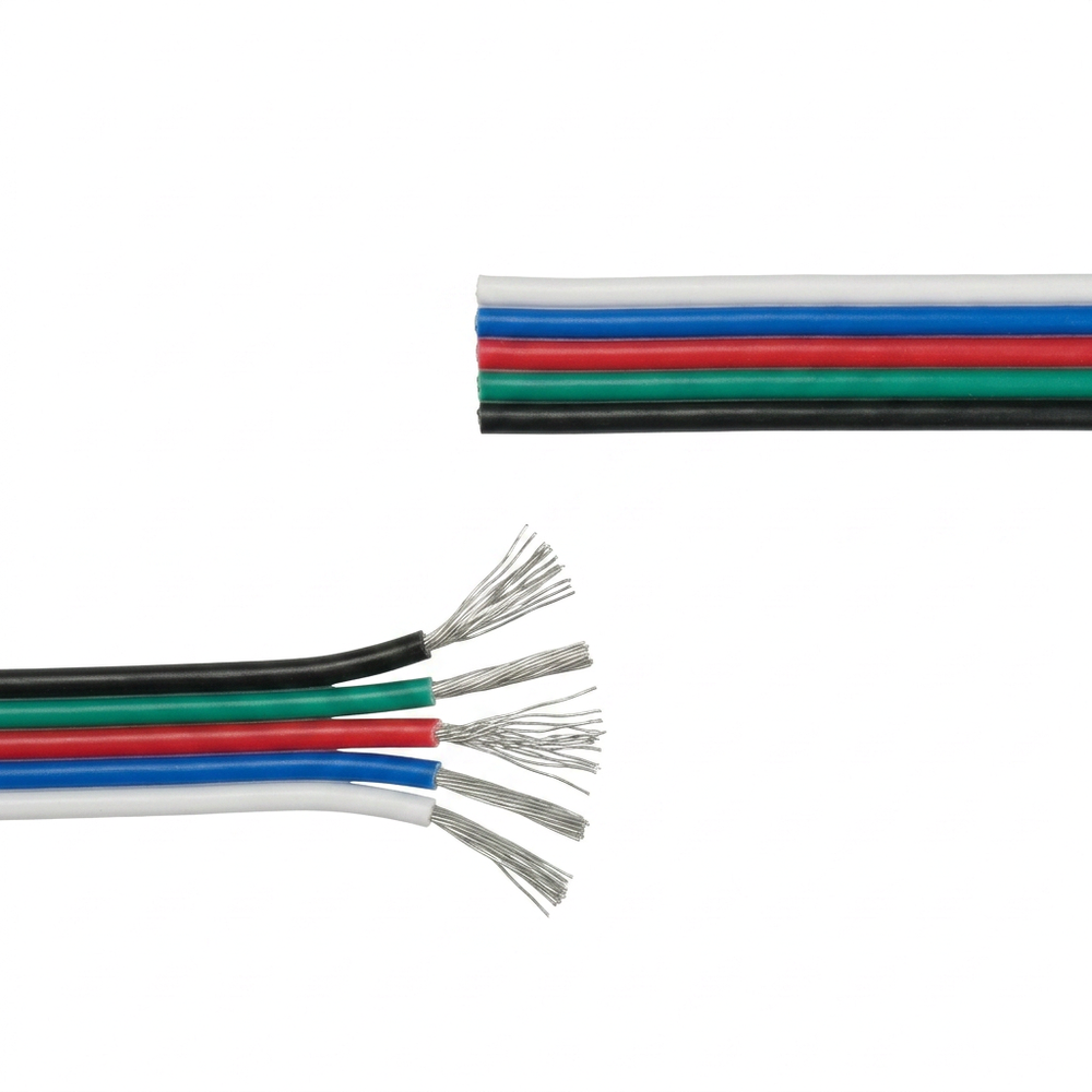 20m RGBW Kabel - 5x0,35mm ², 12-24V, til LED strip