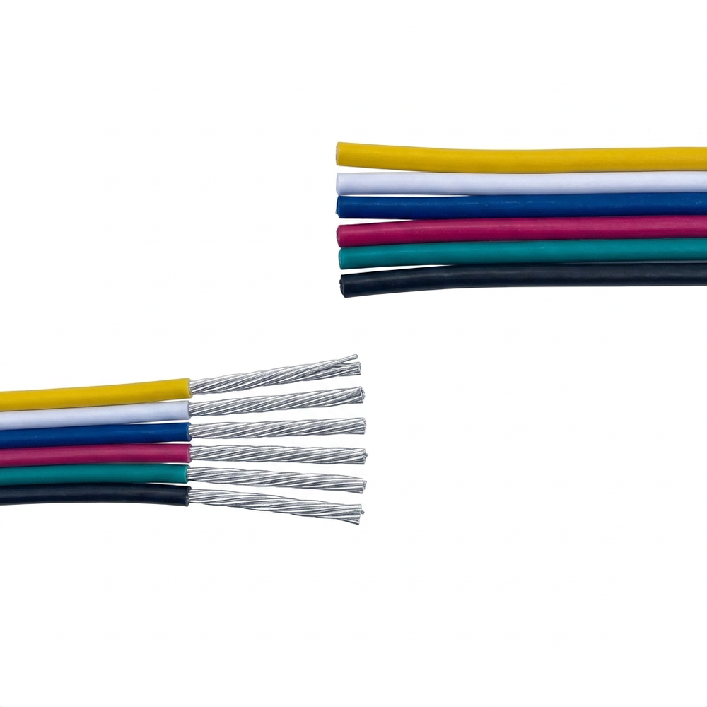20m 1,2mm ² RGBCCT kabel - 6-ledet (16AWG), 12V-24V til LED strip
