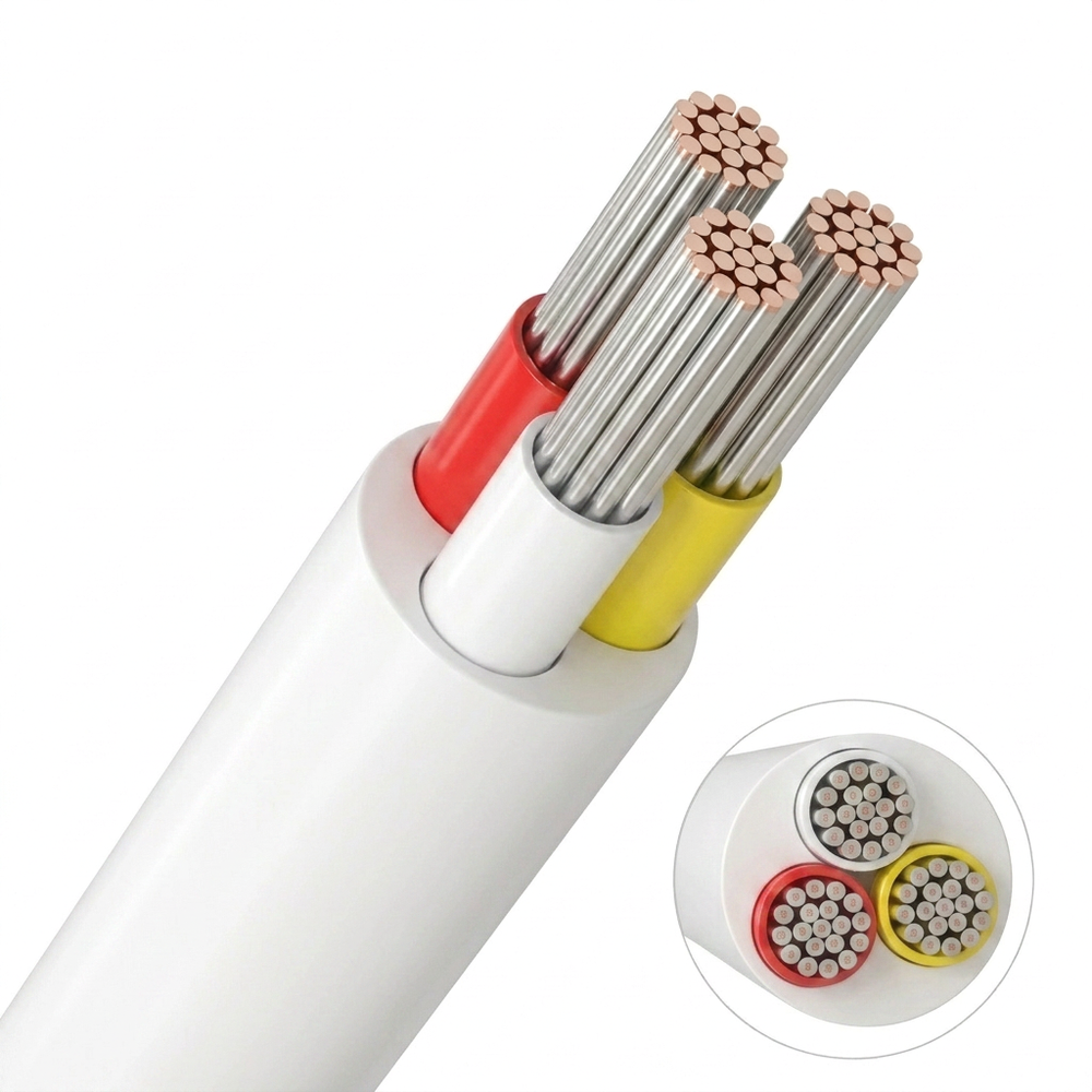 20m CCT kabel, hvid rund - 3x0,35mm ², 12V-24V til LED strip billede
