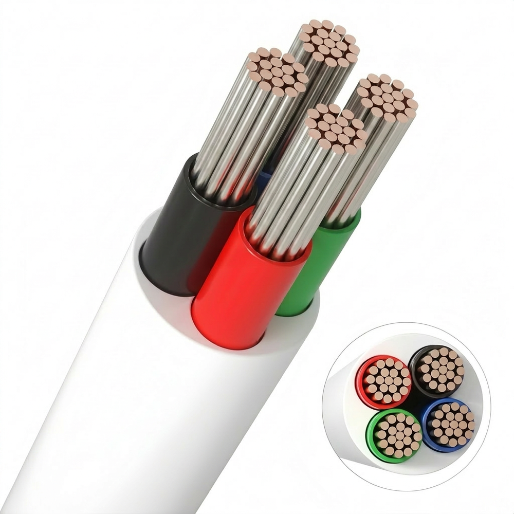 20m RGB kabel, hvid rund - 4x0,35mm ², 12V-24V til LED strip